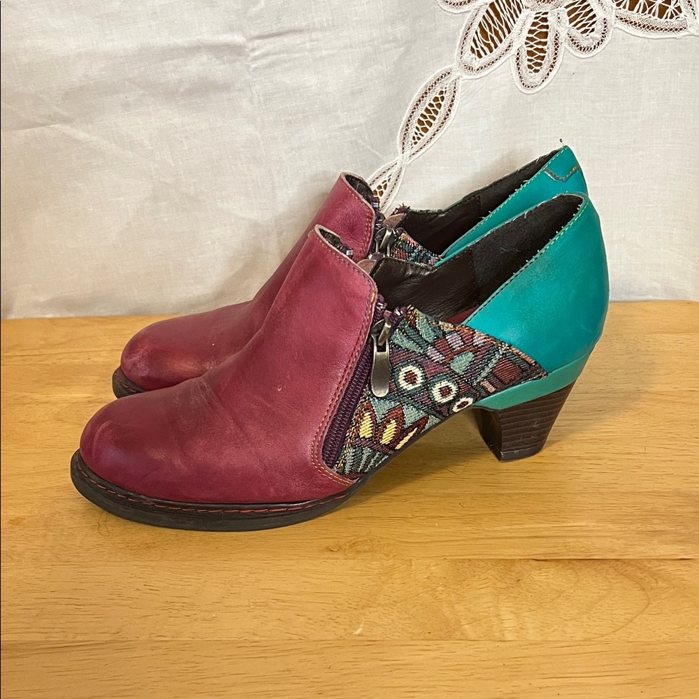Socofy Colorful Red Blue Ankle Boots 42